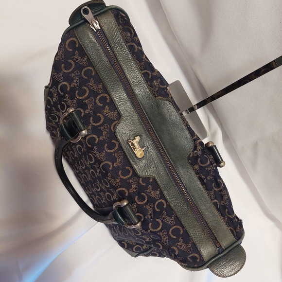 Vtg Celine C Macadam Canvas Boston Bag Green handbag - Picture 6 of 15